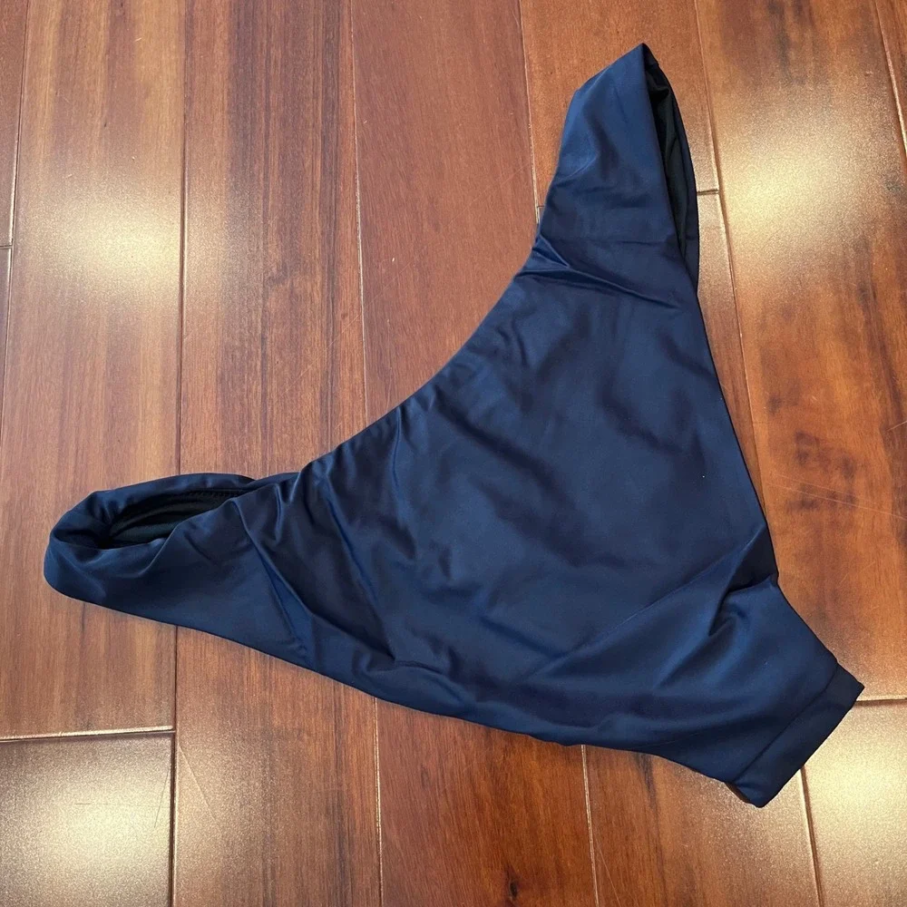 J.Crew Bikini Bottom Swim Navy Blue Solid High‎ Cut BC125 New Size Medium